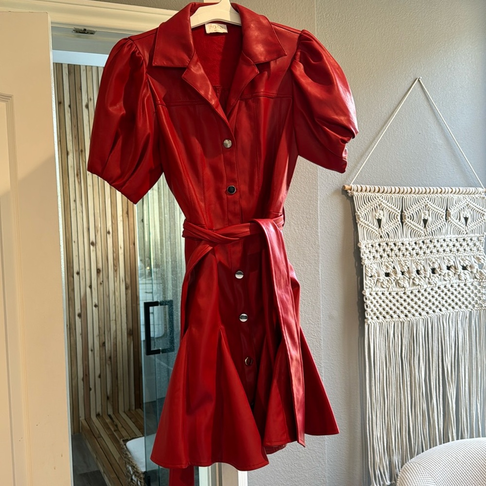 Red pleather boutique dress, size S